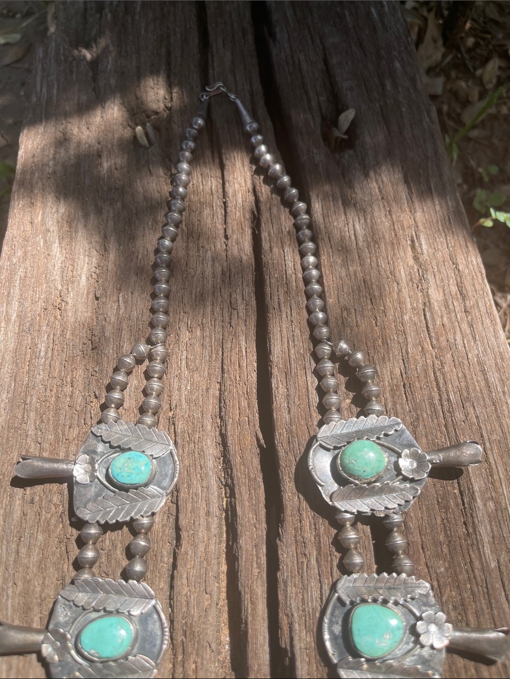 Vintage turquoise Squash Blossom Necklace - Picture 5 of 8